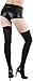 ToBeInStyle Women’s Spooky Skeleton Leg Bones Print Thigh High Stockings w/Rose