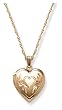 14k Gold Filled Engraved Heart Locket, 18"