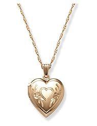 14k Yellow Gold Filled Engraved Heart Locket, 18"