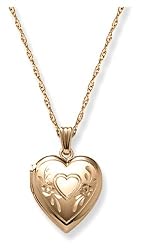 14k Yellow Gold Filled Engraved Heart Locket, 18"