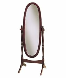 Dark Cherry Cheval Oval 59 1/4" High Floor Mirror