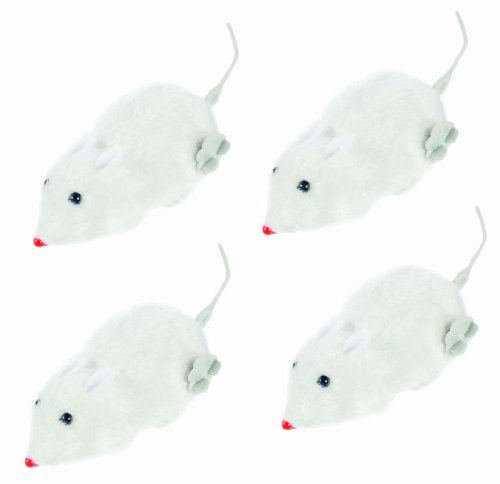Toysmith White Mouse Wind-Up #153 4 Pack