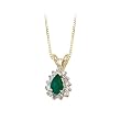 14K Yellow/White Gold 1/4 ct. Diamond and 3/8 ct. Teardrop Shaped Emerald Pendant with Chain