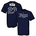 Majestic Tampa Bay Rays #23 Carlos Pena Navy Blue Players T-shirt