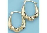 14KT Oval Puff Swirl Hoop Earrings 14KT GOLD