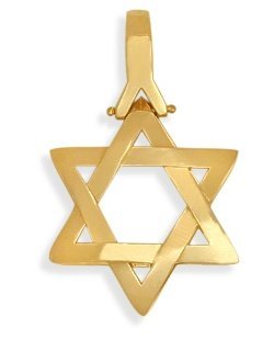 14 Karat Religious High Polish Yellow Gold Star of David Jewish Pendant
