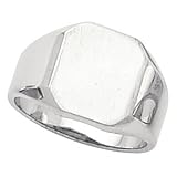 14K White Gold Octagon Signet Ring