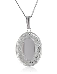 Sterling Silver Embossed Oval Locket Necklace, 18"