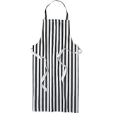 Bib Apron Black & White Stripe Polycotton Size: 28x38