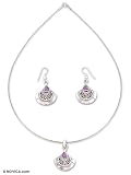 Amethyst jewelry set, 'Love Song' 16.1 L