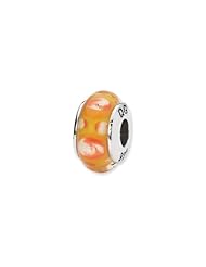 Sterling Silver Yellow And Orange Hand-blown Glass Charm