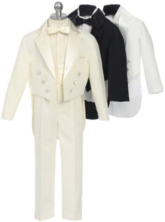 Fougerkids 5 Piece Ivory Boys Wedding Tuxedo W/tail Size 5