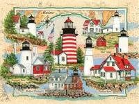 24" x 18" Lighthouses of Maine / Elias Puzzle 550pc