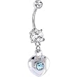 Handcrafted Sterling Silver Aqua Heart Belly Ring