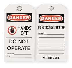 Industrial Grade 2RMV8 Lockout Tag, Danger, Pk 25