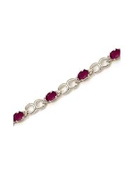 10K White Gold Oval Ruby and Diamond Bracelet by Jewelry Mountain