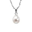 Pearl Essence 7-8mm AAAA Drop Pendant w. Platinum Overlay CAREFREE Sterling Silver Necklace, White (16")