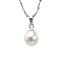 Pearl Essence 7-8mm AAAA Drop Pendant w. Platinum Overlay CAREFREE Sterling Silver Necklace, White (18")