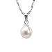 Pearl Essence 7-8mm AAAA Drop Pendant w. Platinum Overlay CAREFREE Sterling Silver Necklace, White (18")
