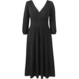 3/4-Sleeve Knit Crossover Dress