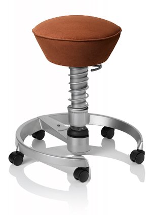 SWOPPER CLASSIC 3D-Aktiv-Bürostuhl Hocker Sitzpolster Normal, Farbe choco, Fussring mit Rollen nach DIN EN 12529, Feder MEDIUM, Basis Titan, Federfarbe wie Basis (SWOP20TR)