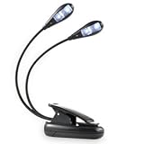 Produkt-Bild: 4 LED DUAL ARM Mobile Leselampe Klemmleuchte Beleuchtung und Clip schwarz Buch Buchlampe