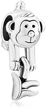 Cute Monkey With Banana Charms Silver Plated Jewelry Sale Cheap Beads Fit Pandora Bracelets