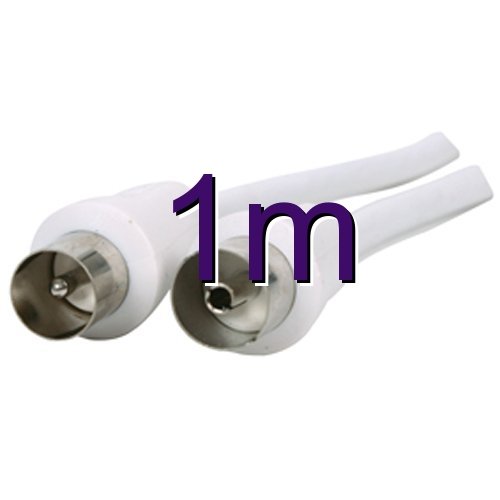TV Freeview RF Aerial Male to Female Coaxial Extension White Cable 1m