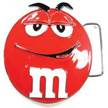 M&Ms 3D Enameled Red Metal Belt Buckle