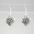 Little Heart Shaped Earrings with Whirlwind Designs in Sterling Silver, #9219
