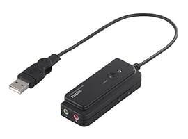 iBUFFALO USBオーディオ変換ケーブル(USB A to 3.5mmステレオミニプラグ) Mac PS3でステレオミニプラグ接続のヘッドセットが使える ブラック BSHSAU01BK