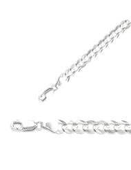 8" 14K White Gold 4.7mm (3/16") Polished Diamond Cut Comfort Curb Chain w/ Lobster Clasp