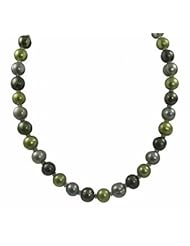 Sterling silver 11-12mm dyed multi green freshwater cultured pearl necklace, 18"