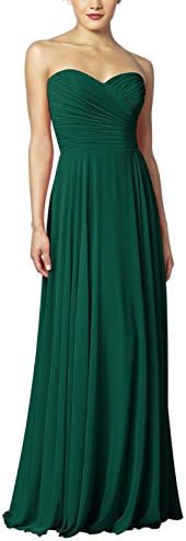 Choyi Women's Sweetheart Chiffon Long Evening Dress Bridesmaid Prom Dresses Dark Green us14