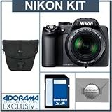 Nikon Coolpix P100 Digital Camera Kit, – Matte Black – With 4GB SD Memory Card, Camera Case, 2 Year Extended Service Coverage