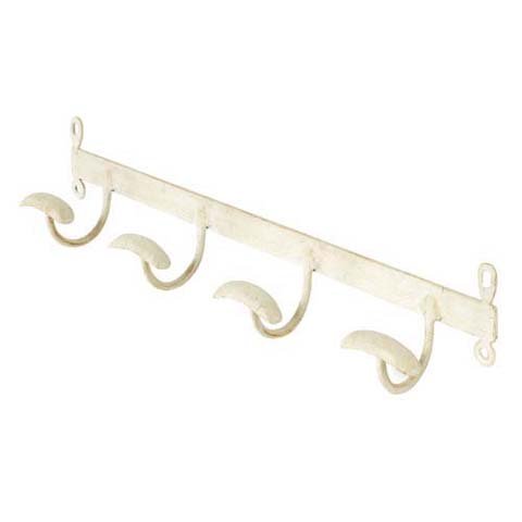 Vintage Style Ecru Painted Metal Coat or Towel Hooks with 4 Hooks (Wall Mount)
