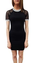 Junior Polyester/Ponte/Rayon/Spandex Raglan Sleeves Short Sleeves Cocktail Fitted Mesh Evening Dress/Mini Dress 