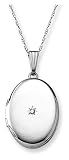 14k White Gold Oval w/ Diamond Accent, 18