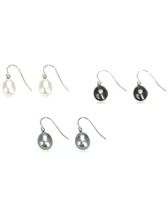 Honora "Tuxedo" Box Set of 3 Freshwater Cultured Pearl Dangle Earrings