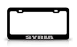 SYRIA Country Steel Auto License Plate Frame Tag Holder, Black/Silver
