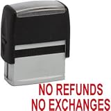 NO REFUNDS NO EXCHANGES Red Self-Inking Rubber Stamp