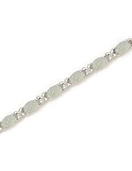 14K White Gold Oval Opal Bracelet