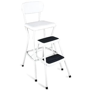 Cosco 11-18WHT Retro Chair/Step Stool, White Cosco 11-18WHT Retro Chair/Step Stool, White