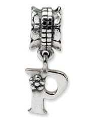 Letter P, Charm in Sterling Silver For 3mm Charm Bracelets
