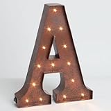 12" - Rustic Brown - Metal - Battery Operated - LED - Lighted Letter "A" | Gerson Wall Decor (92669)