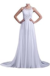 Jeweled Open-Back Chiffon Natural   Waistline Evening Dress/Wedding Dress 