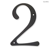 6 Inch Rustic Number: 2 Flat Black House Number