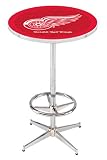 36" Detroit Red Wings Counter Height Pub Table - Chrome Base with Footrest