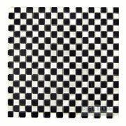 WHITE CARRERA & BLACK MARBLE 5/8" x 5/8" SQUARE MOSAIC MIX