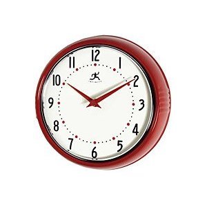 Infinity Instruments Turquoise Retro 9-1/2-Inch Metal Wall Clock